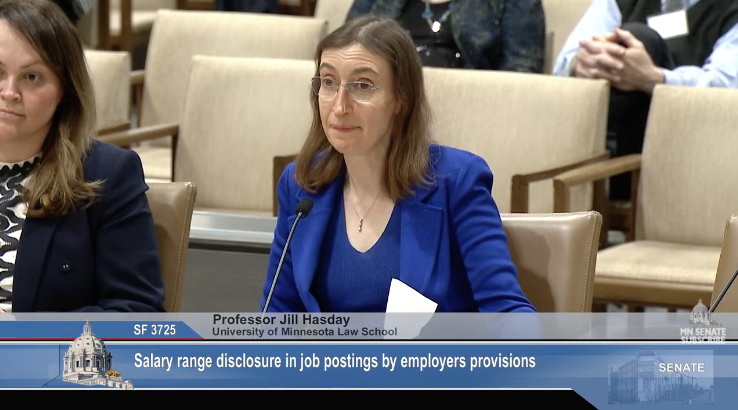 Professor Jill Hasday testifies before the Minnesota Senate Committee on Labor
